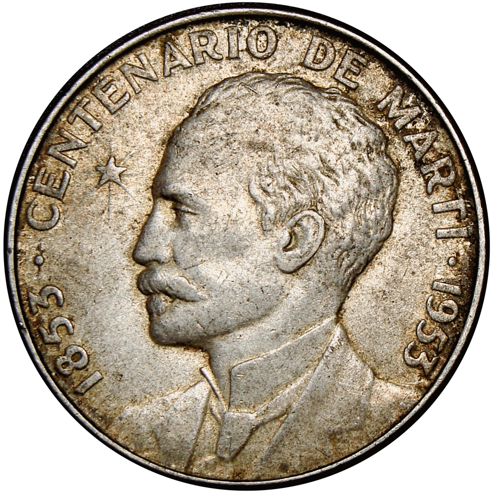 Moneda de Plata Cuba 50 Centavos 1953 José Martí  - Numisfila