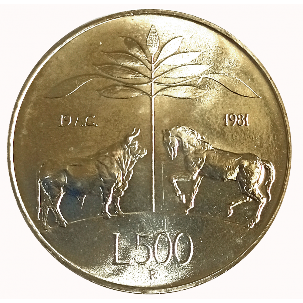 Italia Moneda de Plata 500 Liras 1981 Virgilio, Buey y Caballo - Numisfila