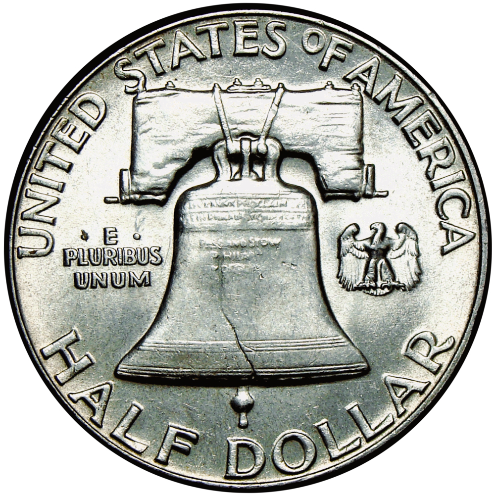 Moneda de Plata EE.UU. Franklin Half Dollar 1954   - Numisfila