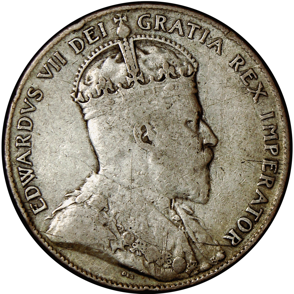 Moneda de Plata Canadá 50 Cents 1904 H Terranova - New Founlands Eduardo VII  - Numisfila
