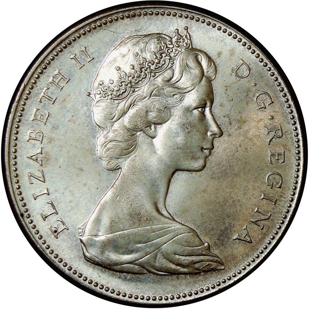 Centenario Canadá Moneda de Plata 1 Dolar 1967 Elizabeth II y Ganso  - Numisfila
