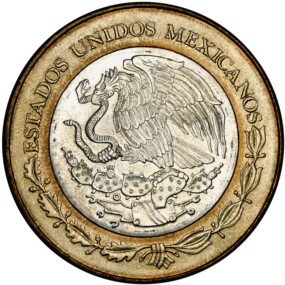 Nuevo León Bimetálica Moneda 100 Pesos Plata Mexico 2004 Centro Plata Ley 925 - Anillo Aluminio & Bronce  - Numisfila