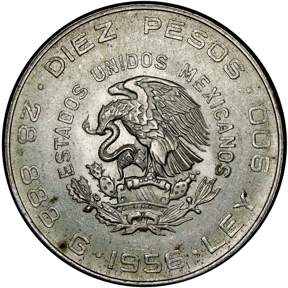 México Moneda de Plata 10 Pesos 1956 Hidalgo  - Numisfila