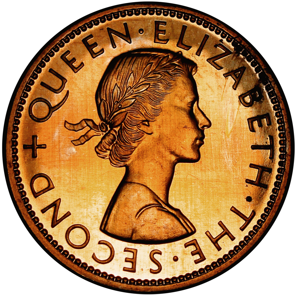 Moneda Nueva Zelanda 1 Penny 1965  Pájaro Tui  - Numisfila