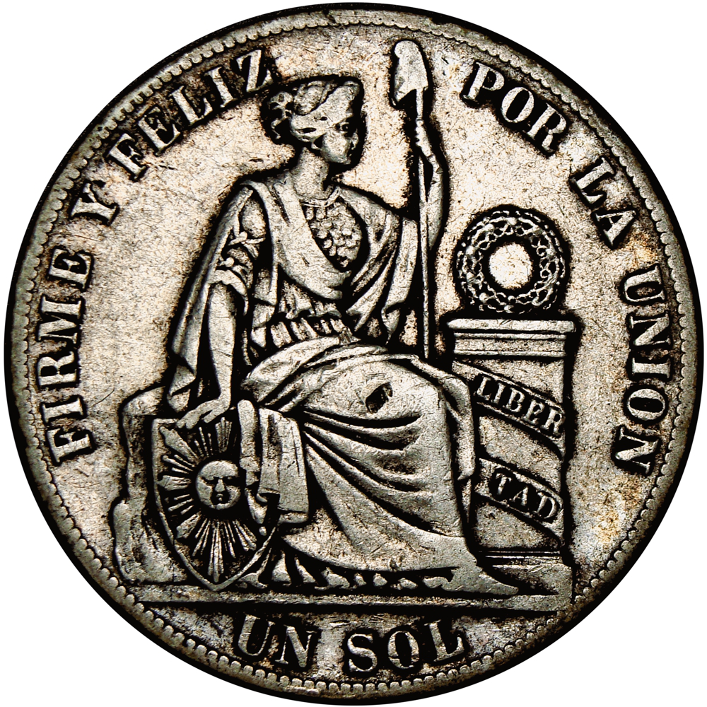 Moneda de Plata Perú Un Sol 1884 R.D. Lima  - Numisfila