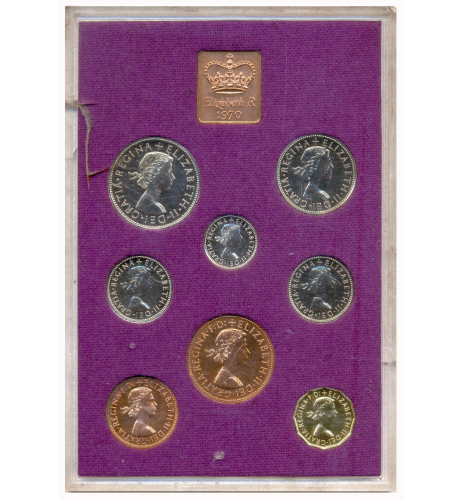 Set 8 Monedas Reino Unido 1970 Reina Isabel II Estuche Original  - Numisfila