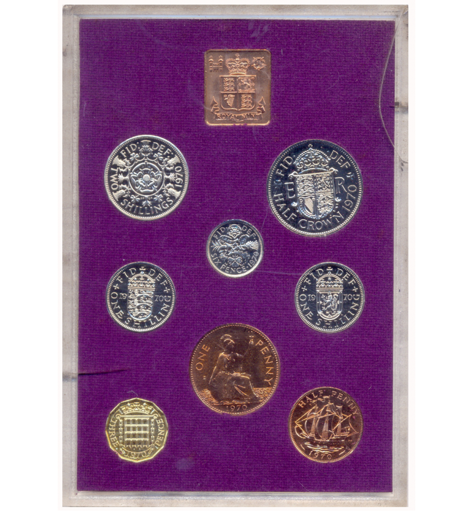 Set 8 Monedas Reino Unido 1970 Reina Isabel II Estuche Original  - Numisfila