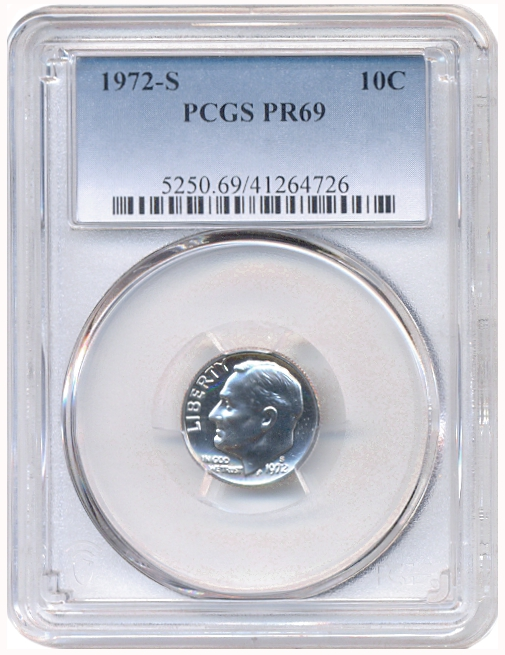 Moneda Proof EE.UU. 10 centavos 1972 S PCGS PR69 "Dime Roosevelt"  - Numisfila
