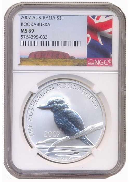 Moneda de Plata Australia Dólar 2007 Kookaburra NGC MS 69 - Numisfila