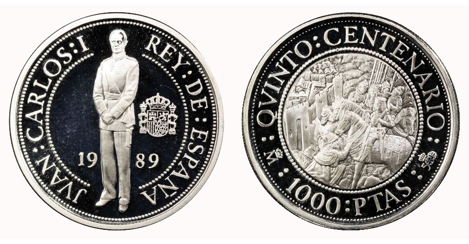 Moneda de Plata España 1000 Pesetas 1989 Quinto Centenario - Numisfila