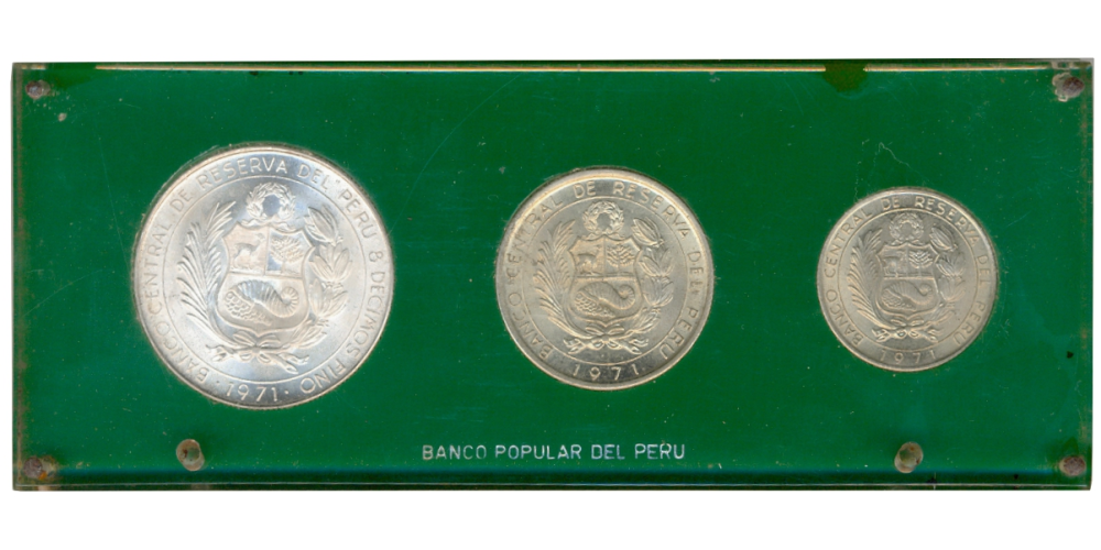 Perú 3 Monedas 1971 Set de 5, 10 y 50 Soles de Oro  - Numisfila