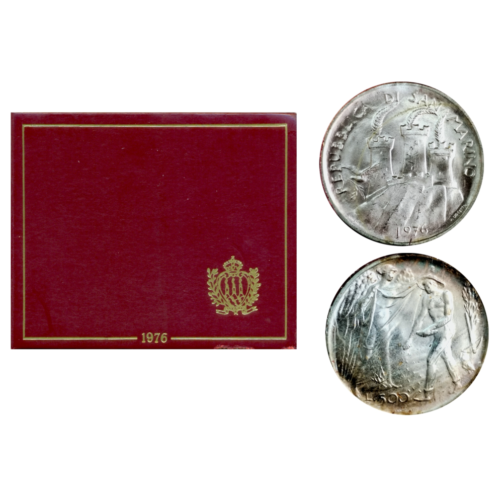 San Marino Moneda de Plata 500 Liras 1976 Seguridad Social 20 Años - Numisfila