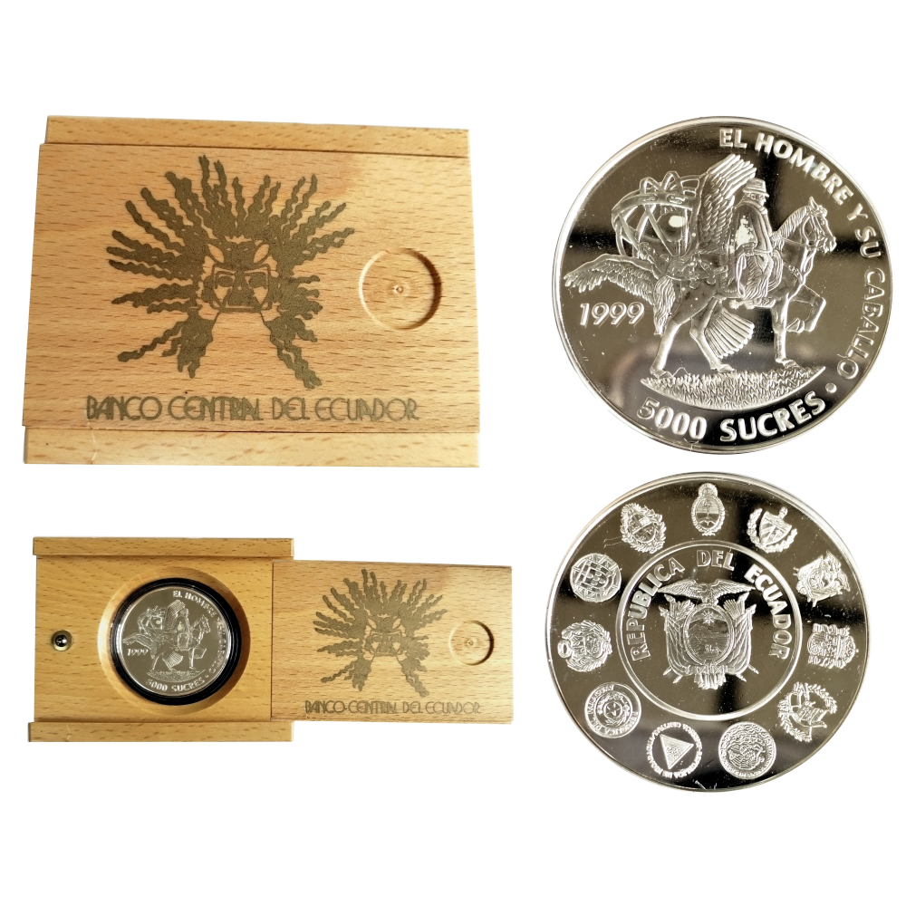Ecuador Moneda 5000 Sucres 1999 El Hombre y su Caballo Serie Iberoamericana IV - Numisfila
