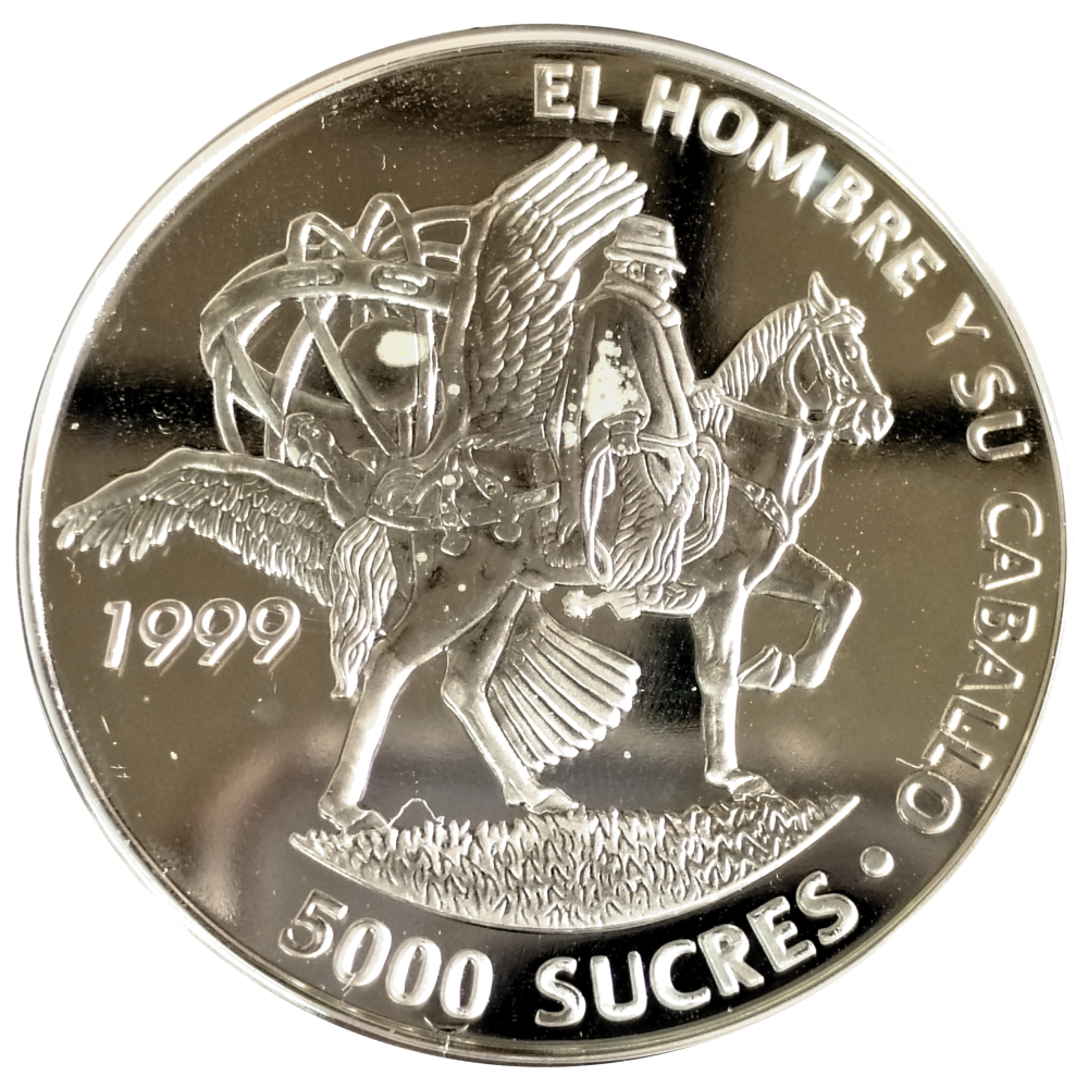 Ecuador Moneda 5000 Sucres 1999 El Hombre y su Caballo Serie Iberoamericana IV  - Numisfila