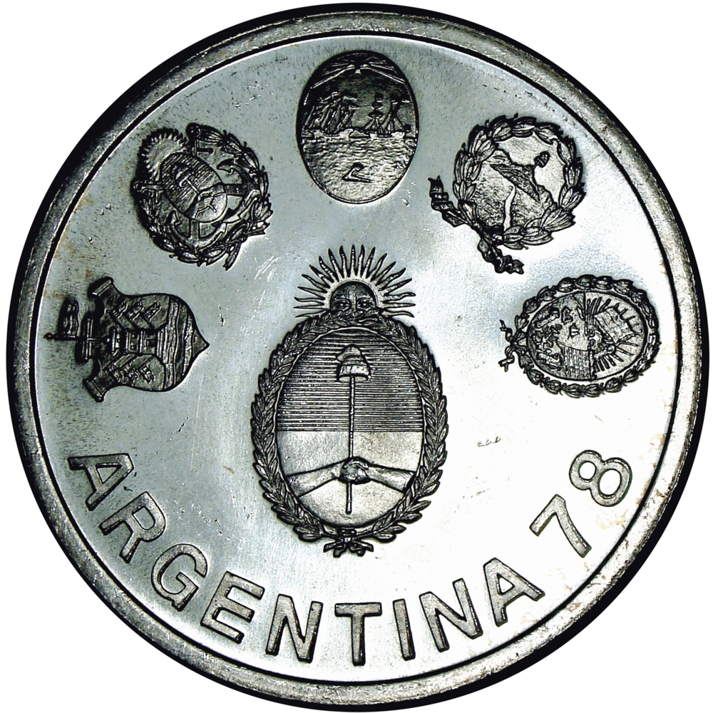 Moneda de Plata Argentina 2000 Pesos 1978 Copa Fútbol  - Numisfila