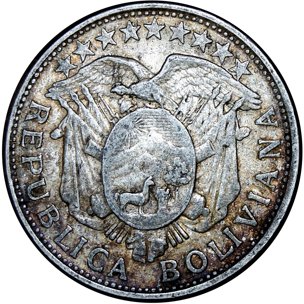 Moneda de Plata Bolivia ½ Boliviano - 50 Centavos 1901  - Numisfila