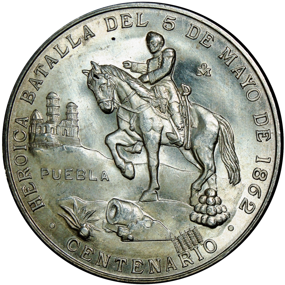 México Medalla de Plata Centenario Batalla de Puebla 1962 - Numisfila