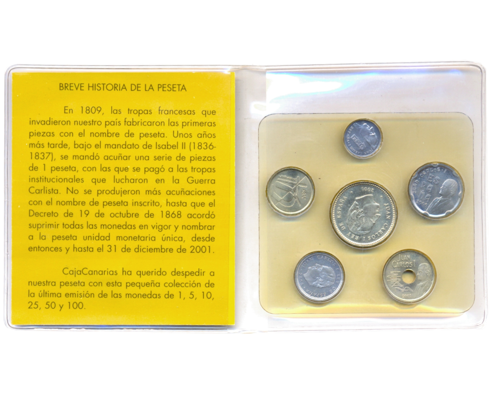 Estuche España 4 Monedas 2001 y 2 Monedas 2000 Últimas Pesetas  - Numisfila