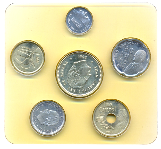 Estuche España 4 Monedas 2001 y 2 Monedas 2000 Últimas Pesetas  - Numisfila