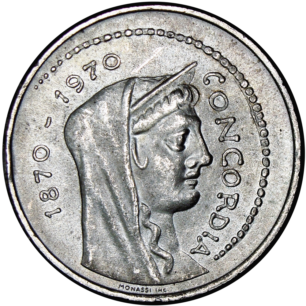 Concordia Moneda de Plata Italia 1000 Liras 1970 Centenario de Roma - Numisfila