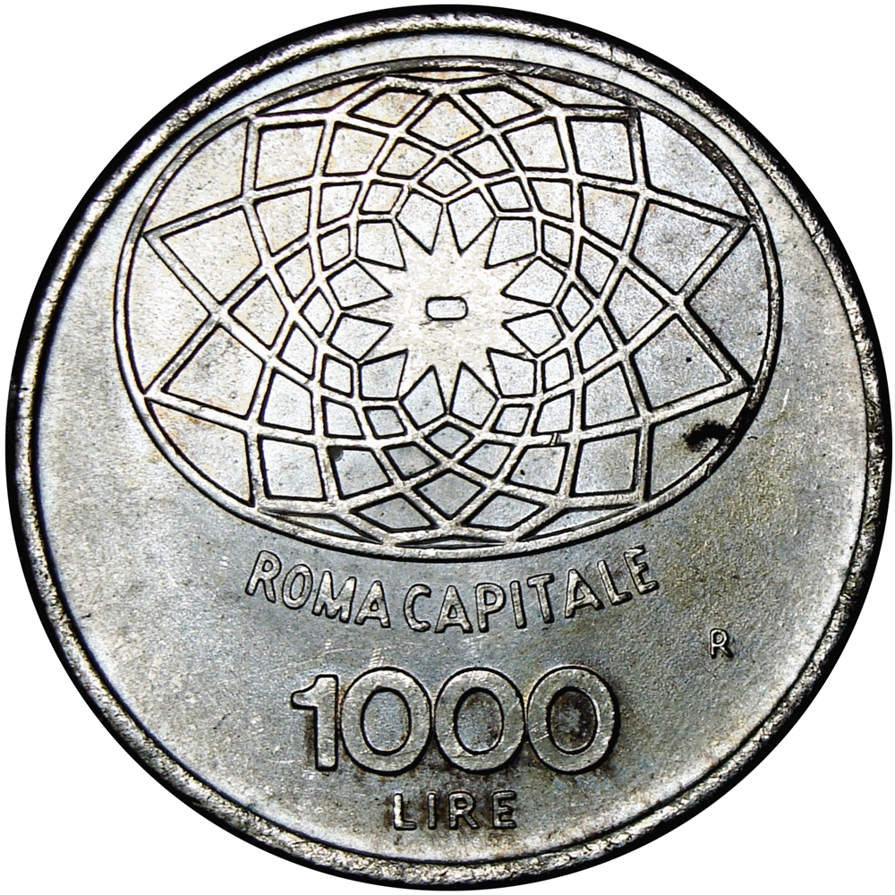 Concordia Moneda de Plata Italia 1000 Liras 1970 Centenario de Roma  - Numisfila