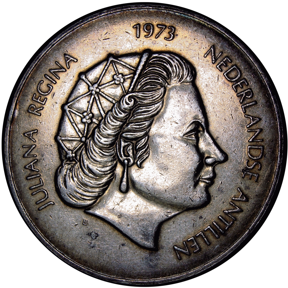 Antillas Holandesas Moneda 25 Gulden 1973 Juliana 25 Años Souvenir   - Numisfila