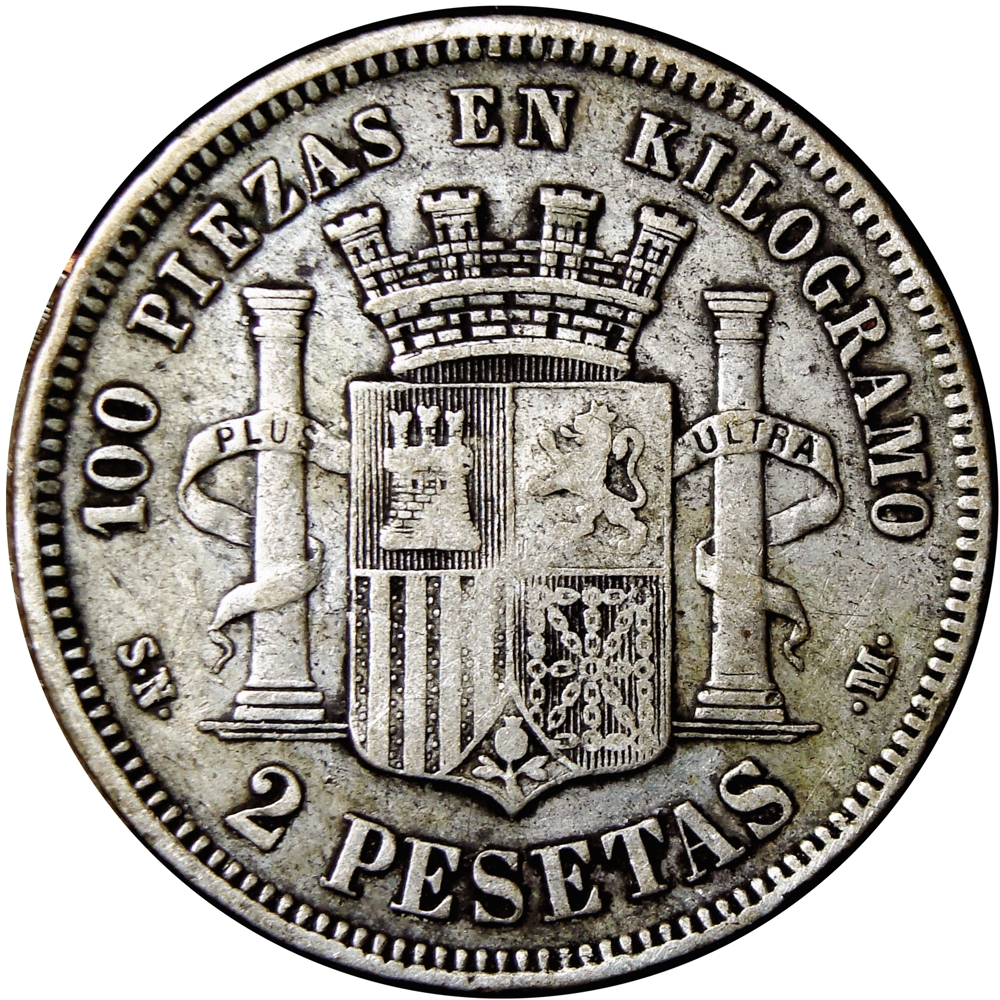 España Moneda de Plata 2 Pesetas 1869 Madrid Hispania  - Numisfila