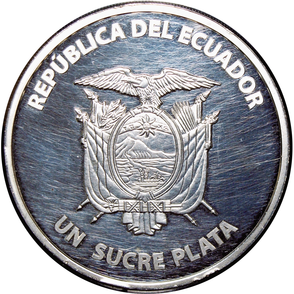 Moneda de Plata Ecuador 1 Sucre 2014 Brasil Copa Fútbol   - Numisfila