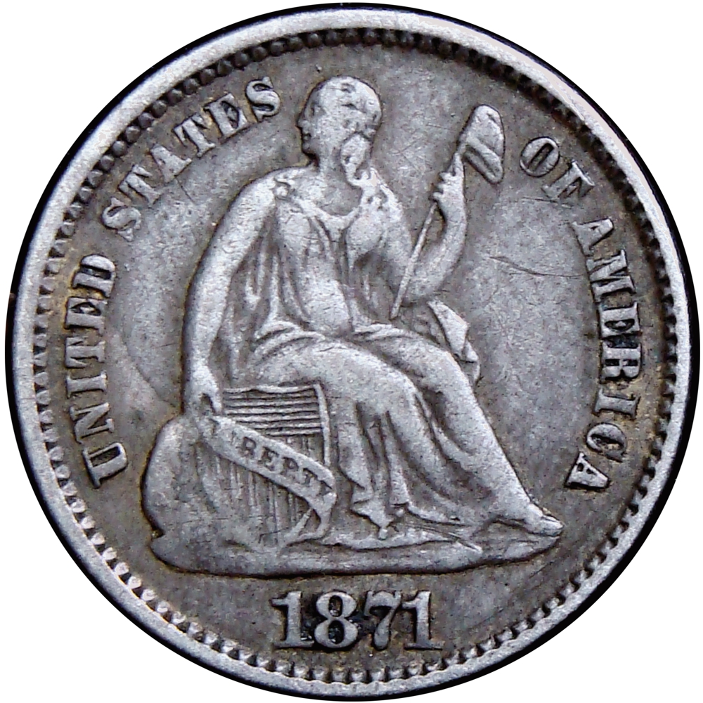 Moneda de Plata EE.UU. Half Dime 1871 Libertad Sentada - Numisfila