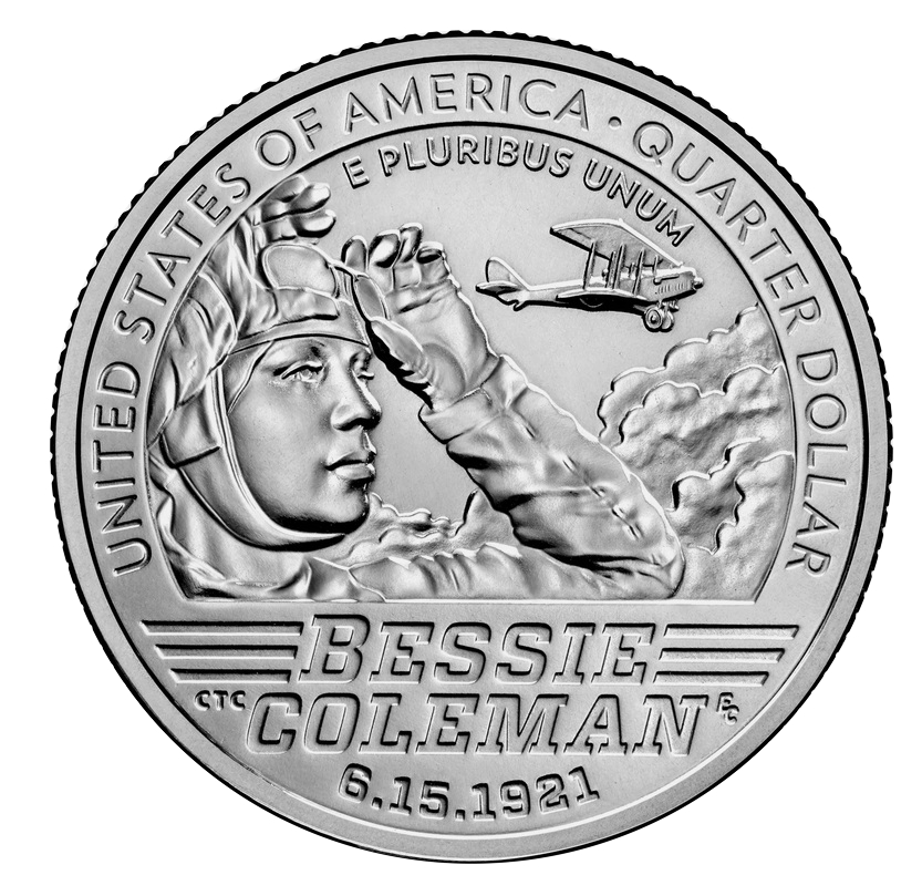 Moneda EE.UU. 25 Centavos 2023 Ceca "D" Edición Conmemorativa Mujeres Notables -  Bessie Coleman  - Numisfila