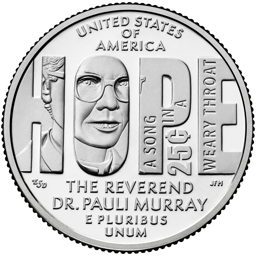 Moneda EE.UU. 25 Centavos 2024 Ceca "D"  Edición Conmemorativa Mujeres Notables -  Rev. Dra. Pauli Murray - Numisfila