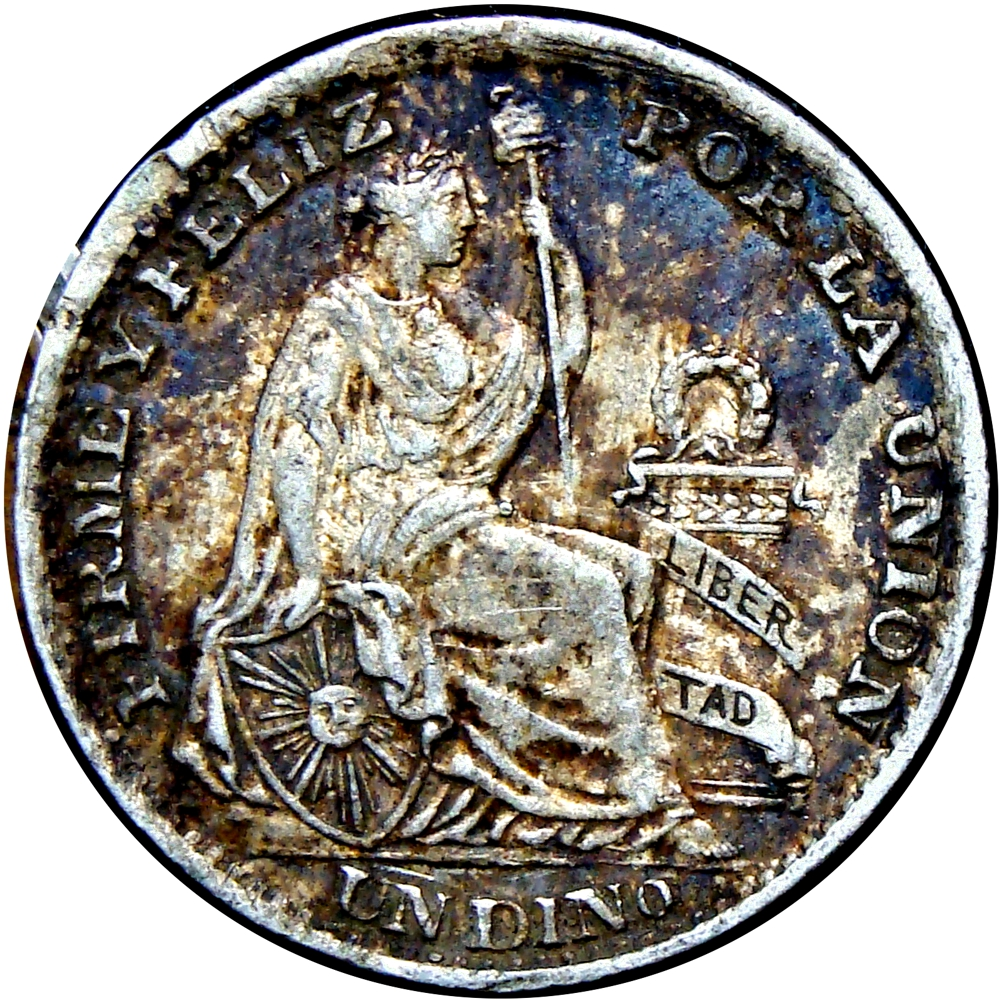 Moneda de Plata Perú Un Dinero 1896 F Libertad  - Numisfila
