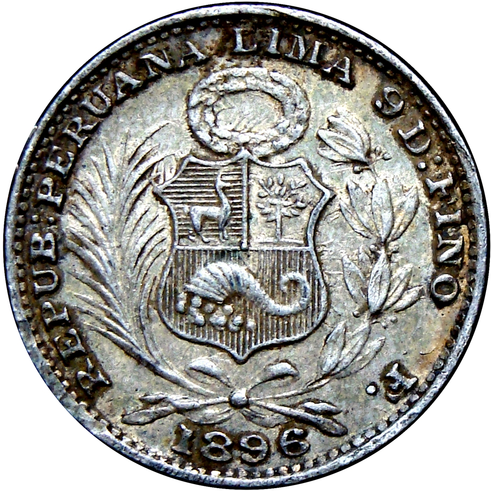 Moneda de Plata Perú Un Dinero 1896 F Libertad - Numisfila