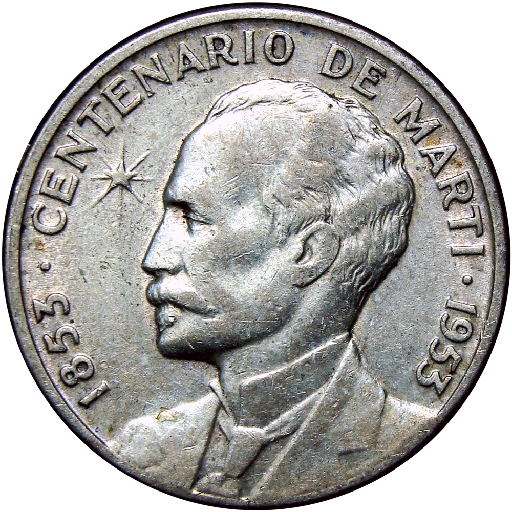 Moneda de Plata Cuba 25 Centavos 1953 José Martí - Numisfila