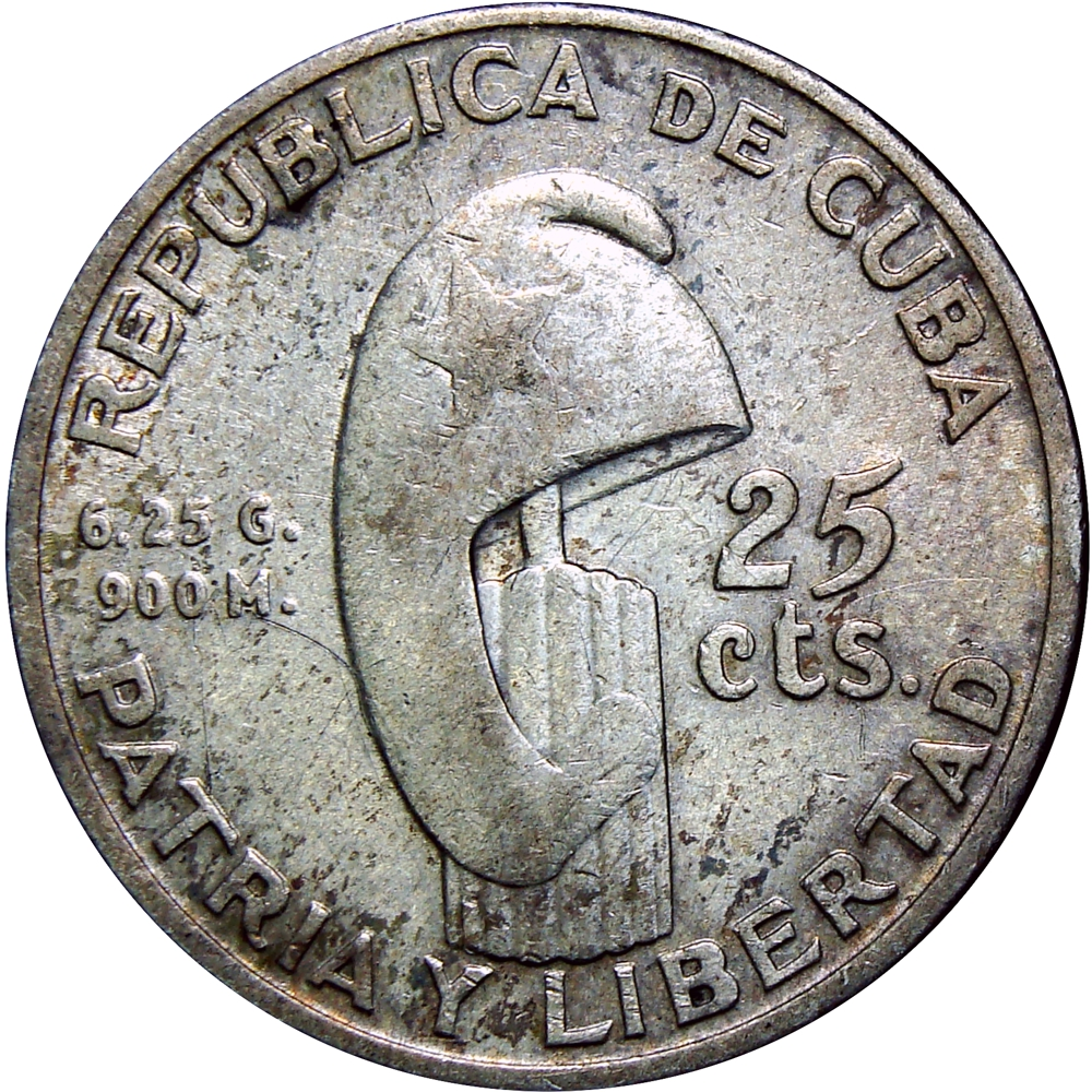 Moneda de Plata Cuba 25 Centavos 1953 José Martí  - Numisfila