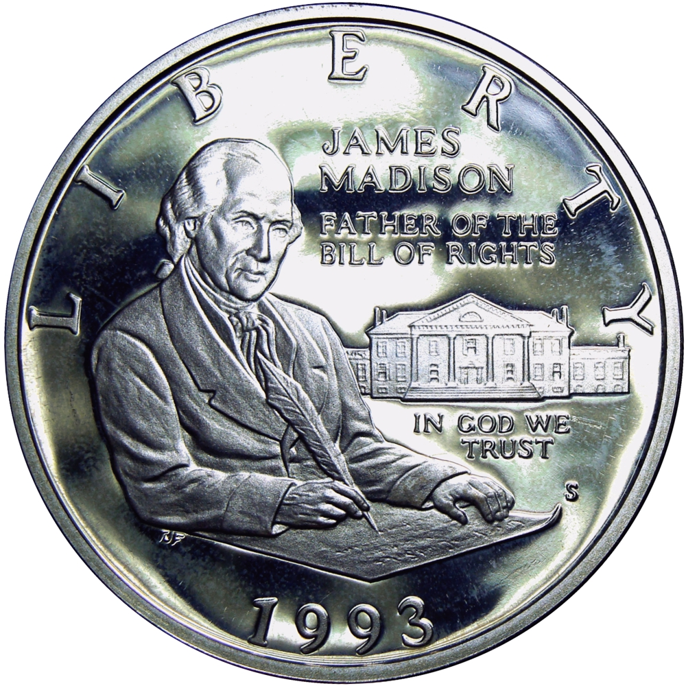 EE. UU. Moneda de Plata Half Dollar 1993 James Madison Bill of Rights - Numisfila