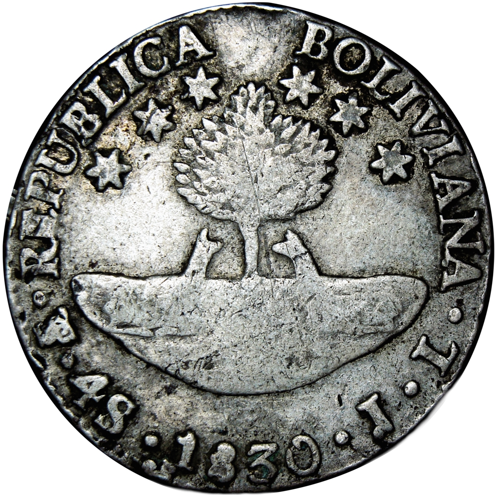 Moneda de Plata Bolivia Potosí 4 Soles 1830 Potosí JL  - Numisfila