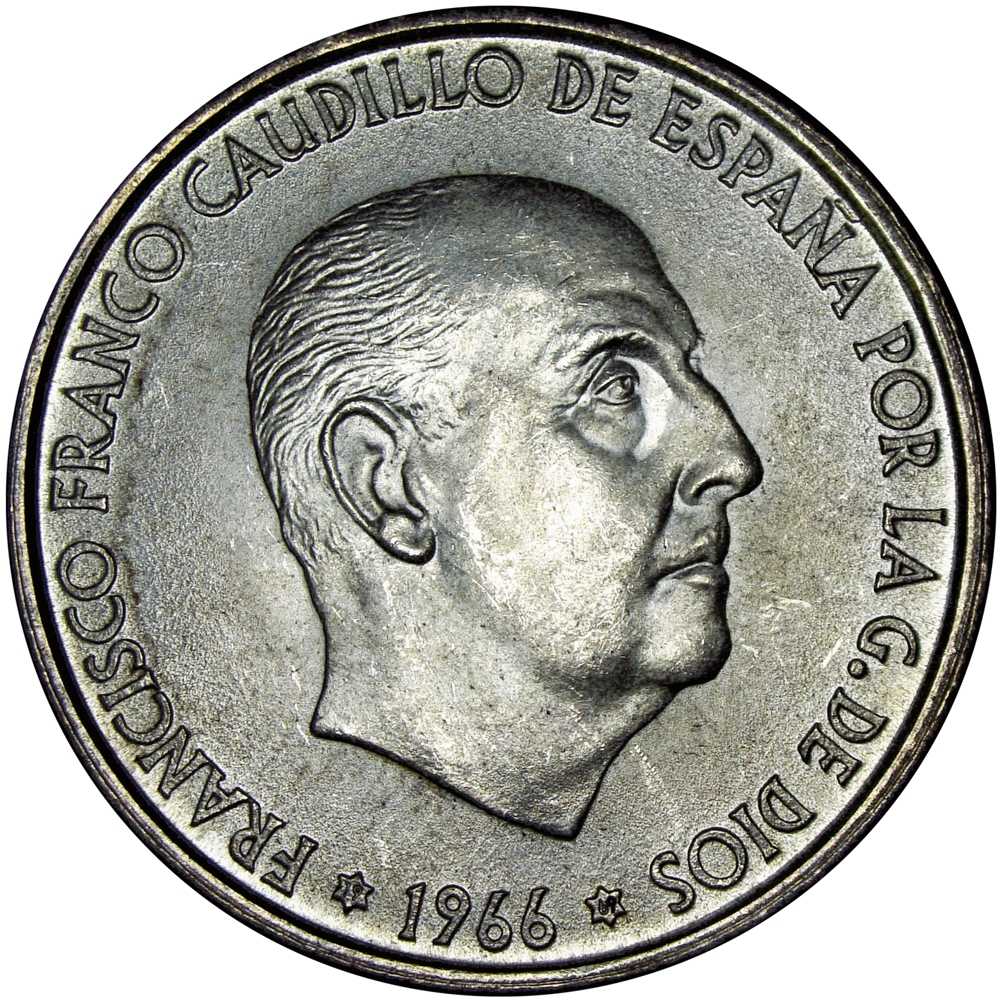 España Moneda de Plata 100 Pesetas 1966 (67) - Forjado 9 sobre 7 (69) - Numisfila
