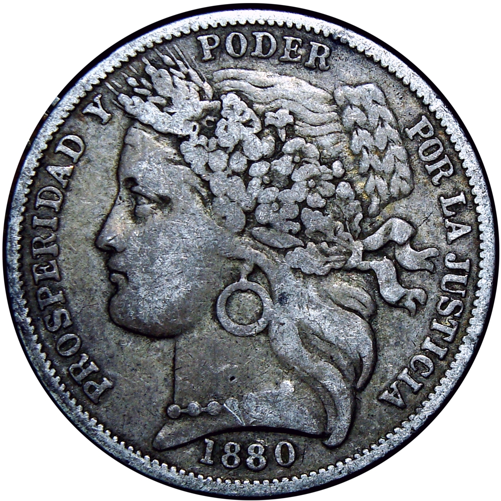 Perú Moneda de Plata Una Peseta 1880 B. - Numisfila