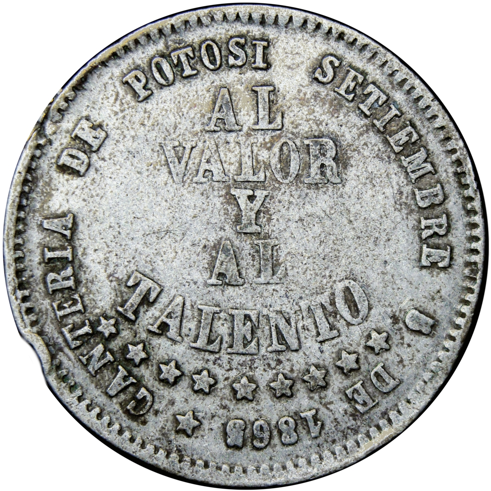 Bolivia Moneda de Plata ½ Melgarejo 1865 - 29 mm   - Numisfila