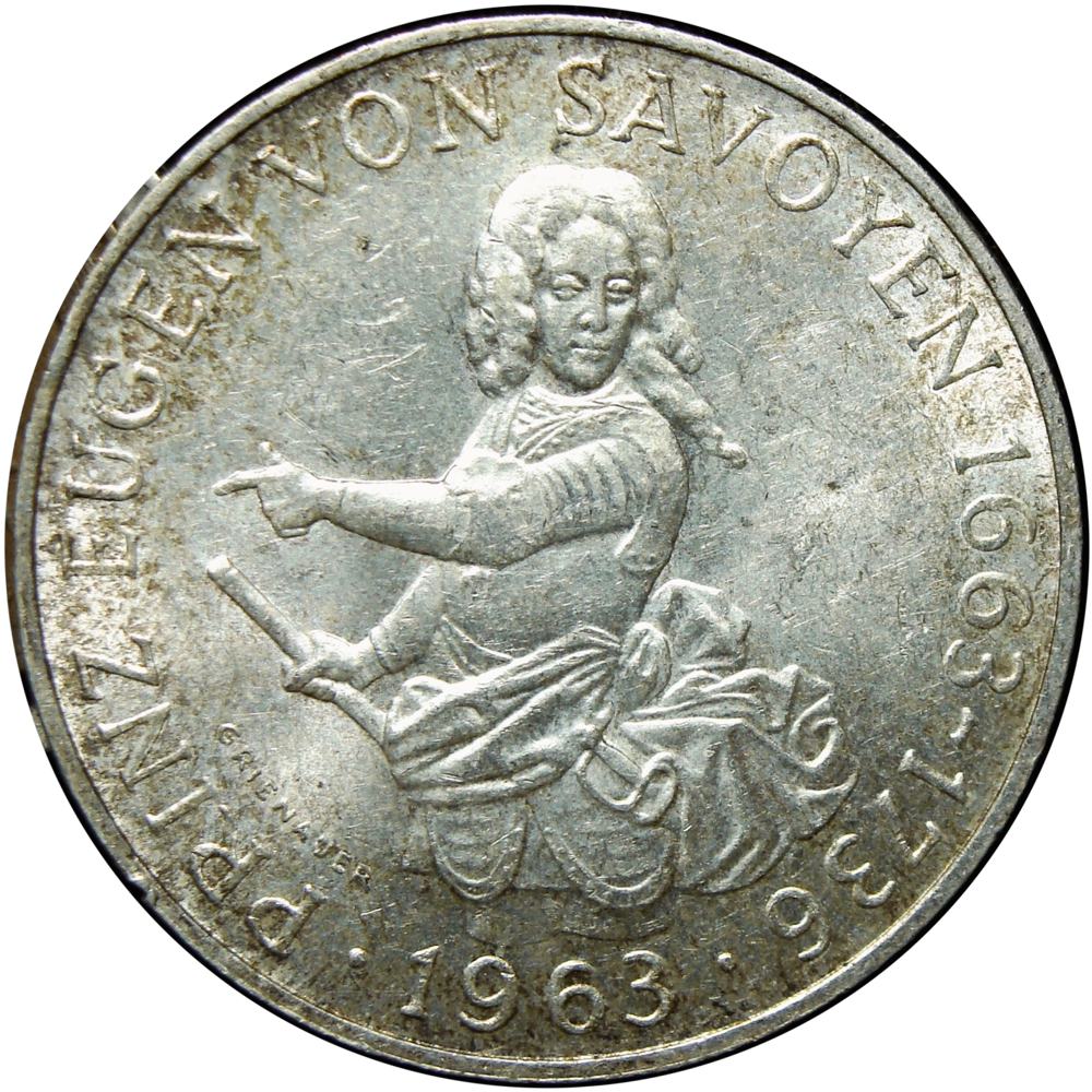Austria Moneda de Plata 25 Schilling 1963 Principe Eugenio - Numisfila