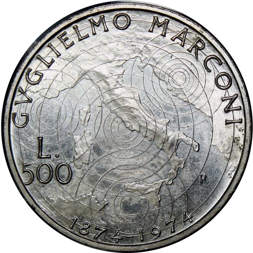 Italia Moneda de Plata 500 Liras 1974 Marconi - Numisfila