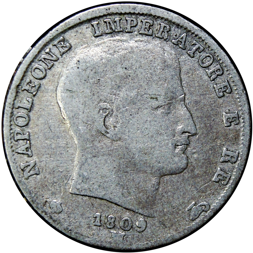 Italia Moneda de Plata 1 Lira 1809 M Napoleón Emperador - Numisfila