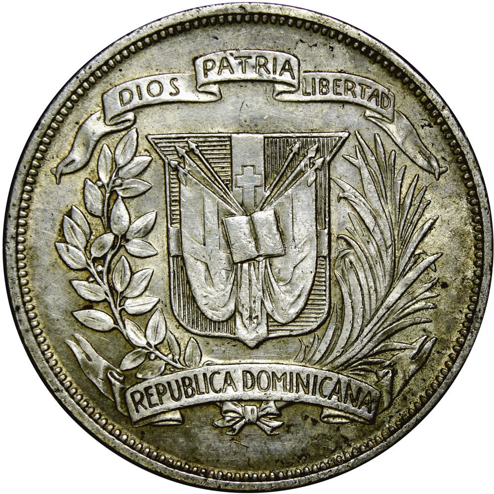 República Dominicana Moneda de Plata Un Peso 1952  - Numisfila