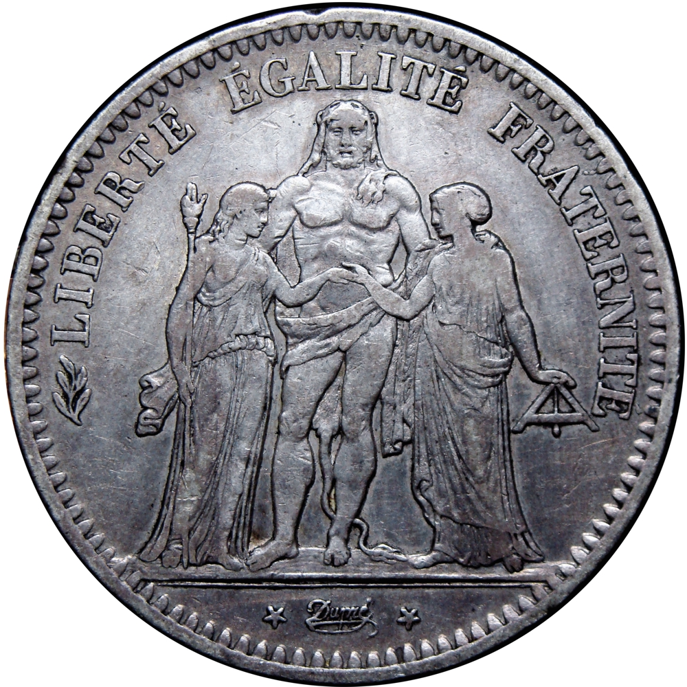 Francia Moneda de Plata 5 Francs 1849 A Hércules 2da República - Numisfila