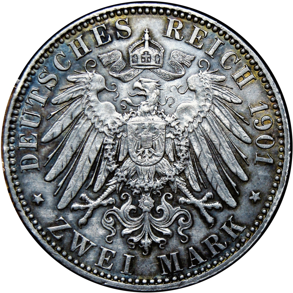 Alemania Prusia Moneda de Plata Zwei - 2 Mark 1901  - Numisfila