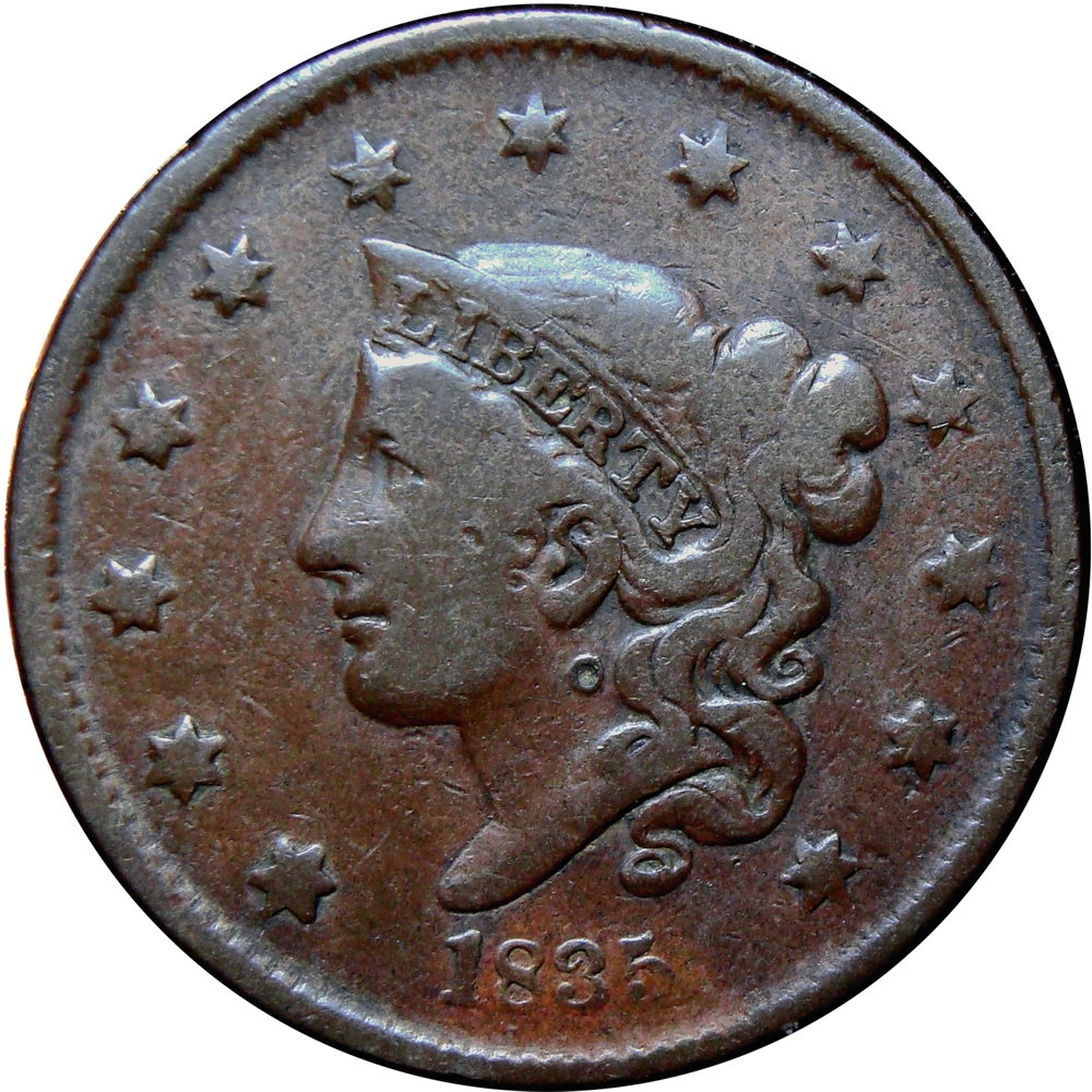 EE. UU. Moneda de Cobre One Cent 1835 Liberty Head - Numisfila