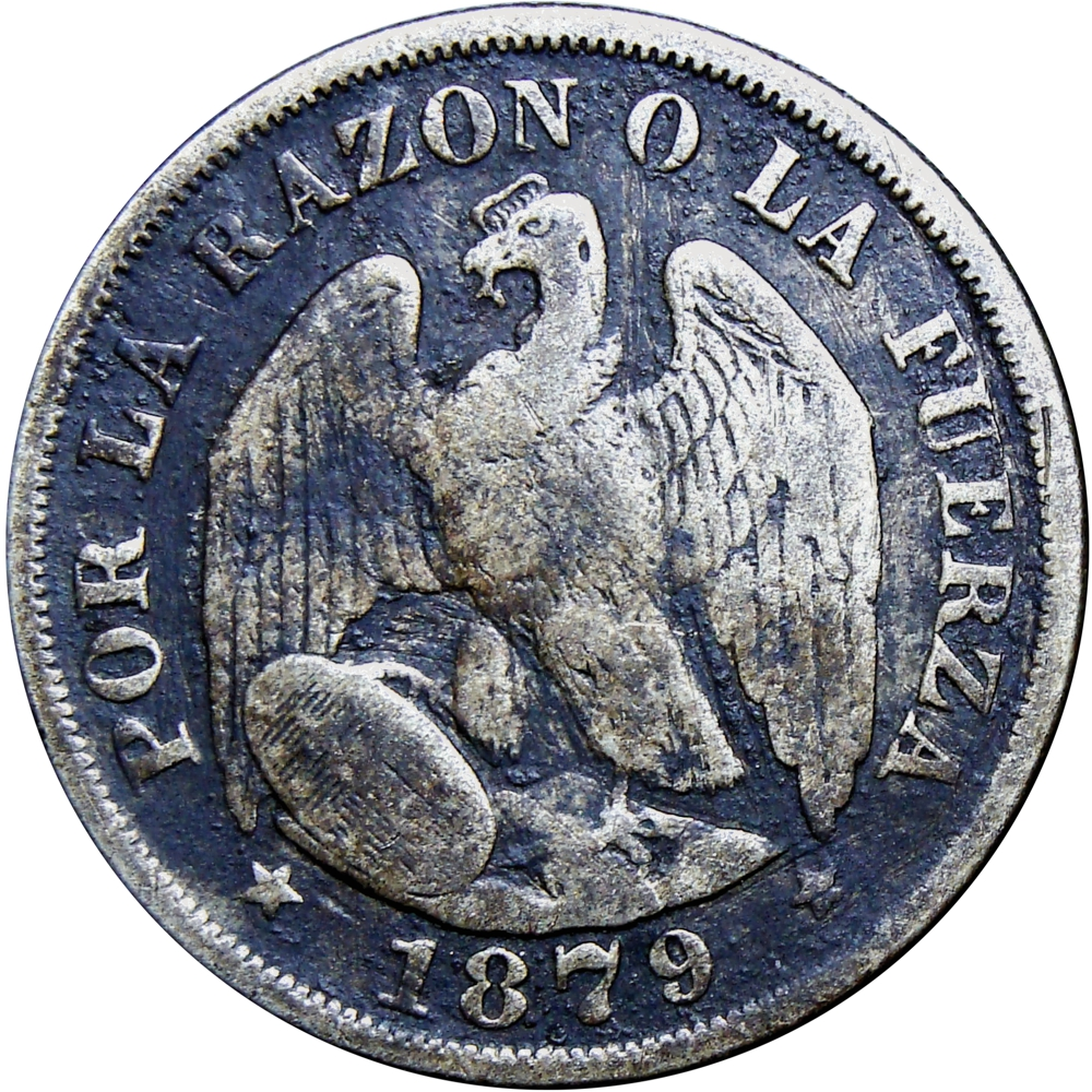 Chile Moneda de Plata 20 Centavos 1879 Cóndor - Numisfila