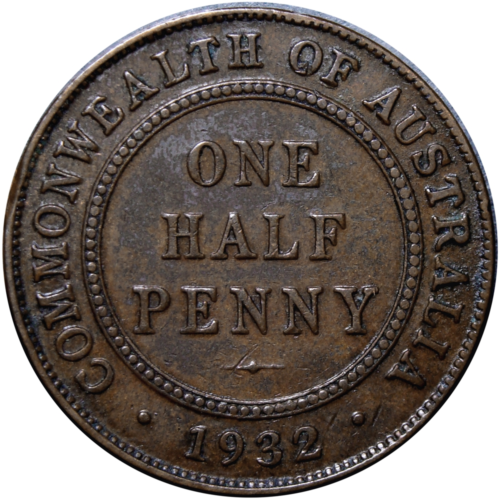 Australia Moneda de Bronce One Half Penny - ½ Penique 1932 Jorge V - Numisfila