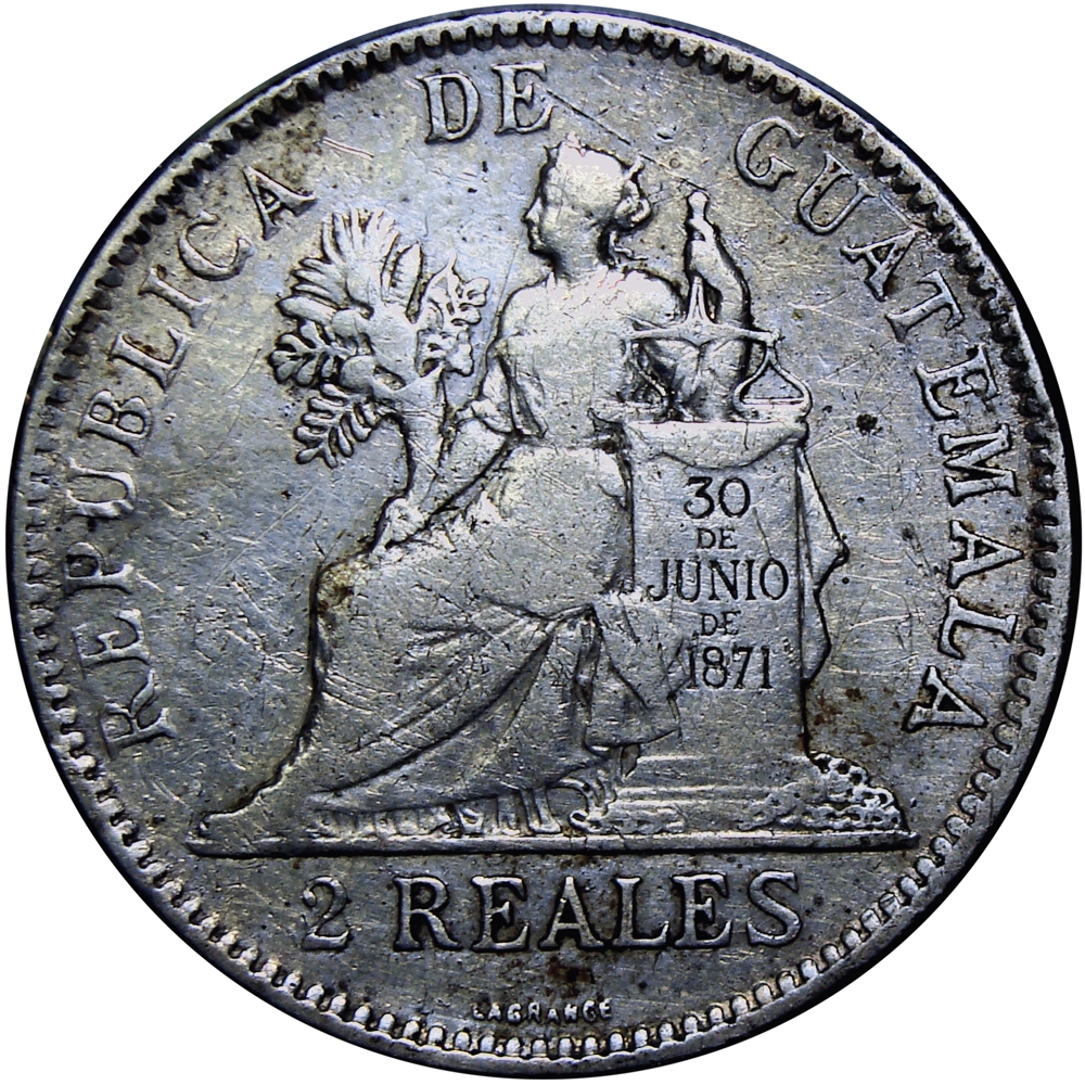 Guatemala Moneda de Plata 2 Reales 1898 Libertad - Numisfila